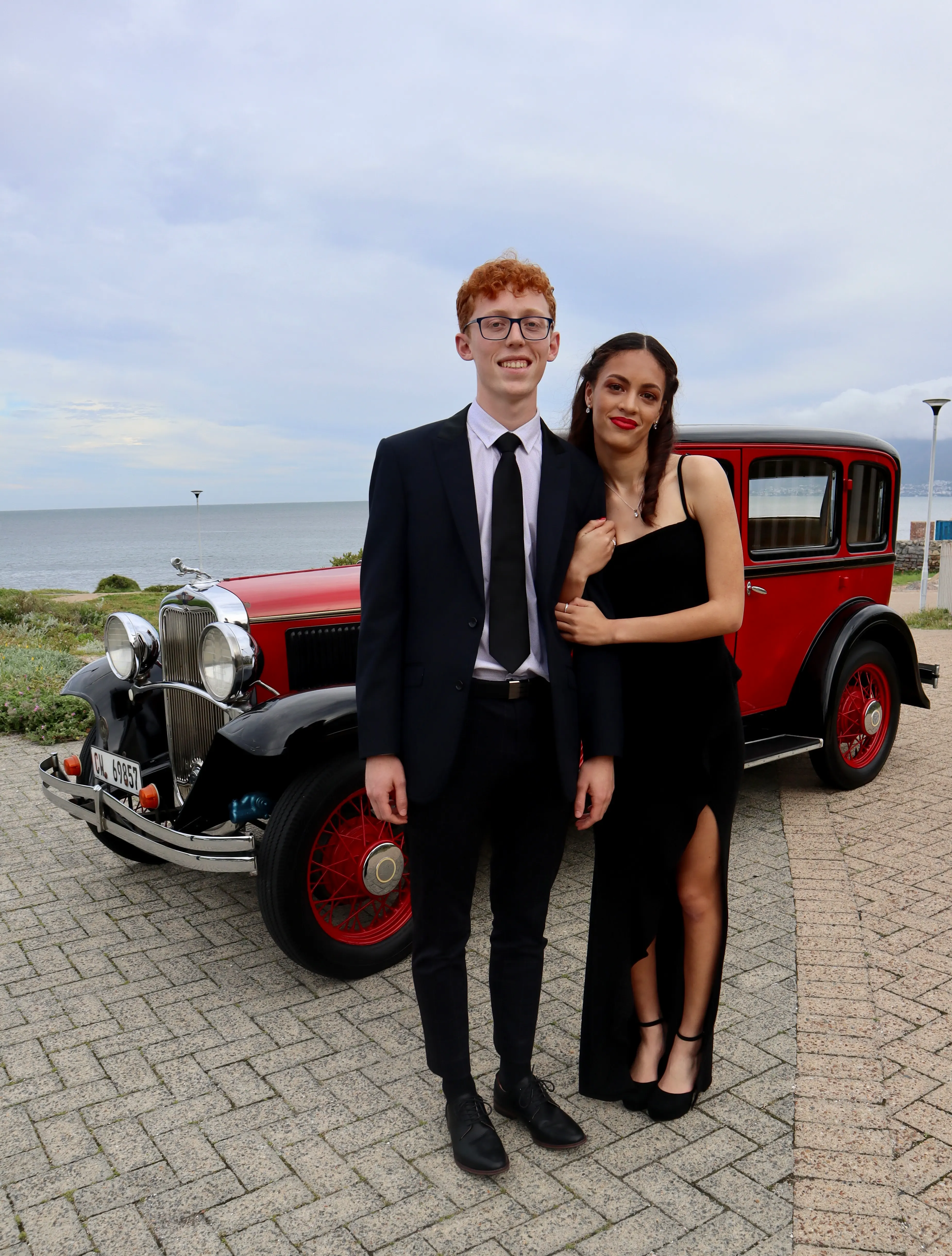 Couple posing before matric farewell departure Cape Town